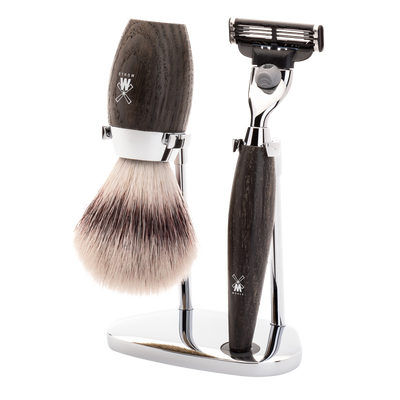 Muhle "KOSMO" 3-Delige Mach 3 Razor & Brush Set - Moeras Eik