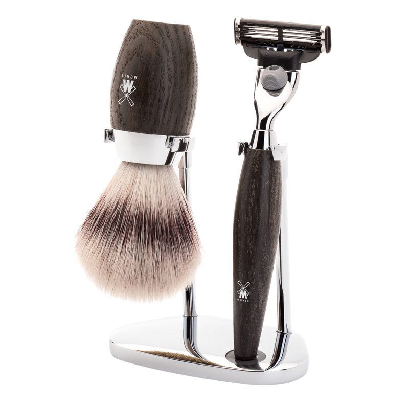 Muhle "KOSMO" 3-Delige Mach 3 Razor & Brush Set - Moeras Eik