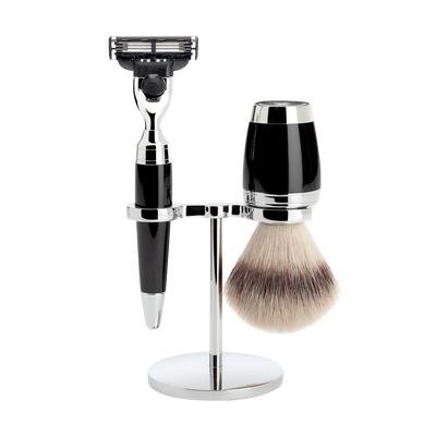 Muhle "STYLO" Mach 3 Razor Shaving Set - Black Resin