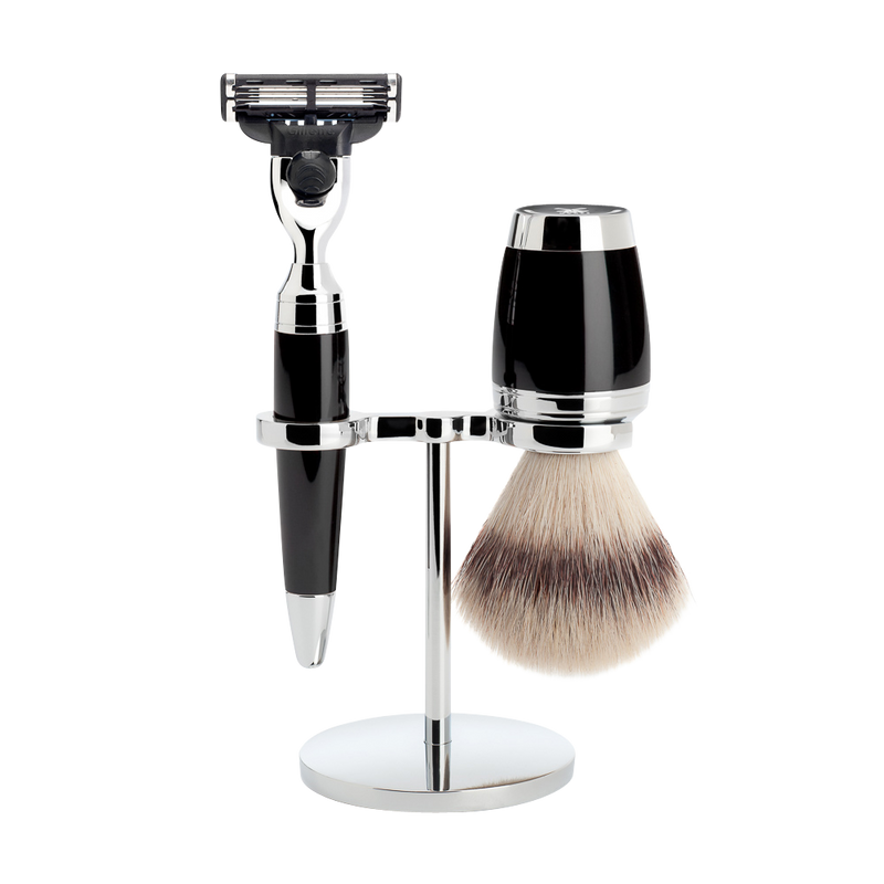 Muhle "STYLO" Mach 3 Razor Shaving Set - Black Resin