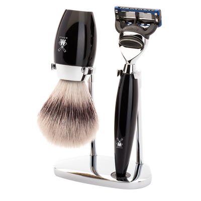 Muhle "KOSMO" 3-Delige Fusion Razor & Brush Set - Black Resin