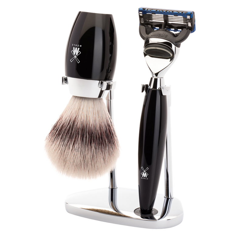 Muhle "KOSMO" 3-Delige Fusion Razor & Brush Set - Black Resin