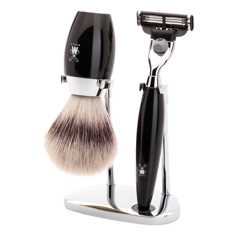 Muhle "KOSMO" 3-Delige Mach 3 Razor & Brush Set - Black Resin