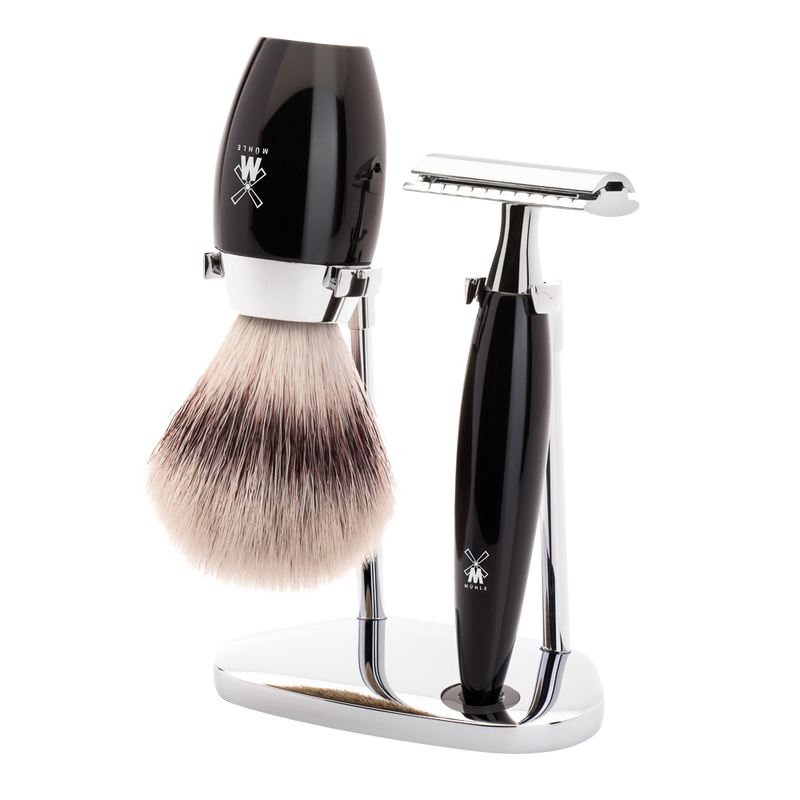 Muhle "KOSMO" 3-Delige DE Razor & Brush Set - Black Resin