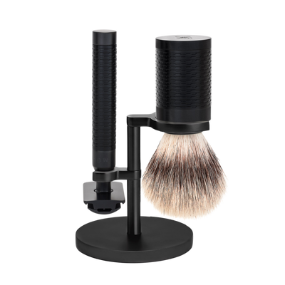 Muhle "ROCCA" 3-Delige "Jet" DE Razor & Brush Set - Mat RVS